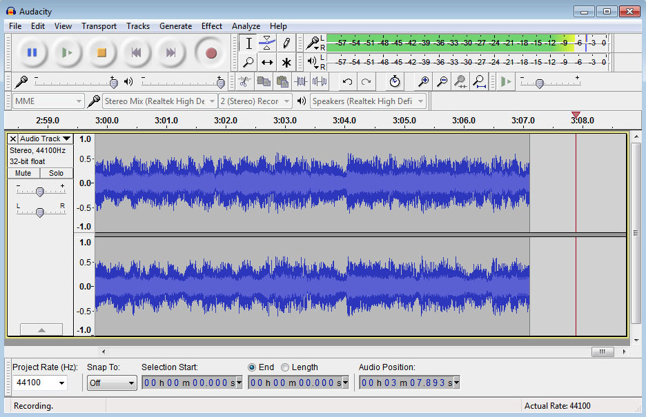 Audacity interface