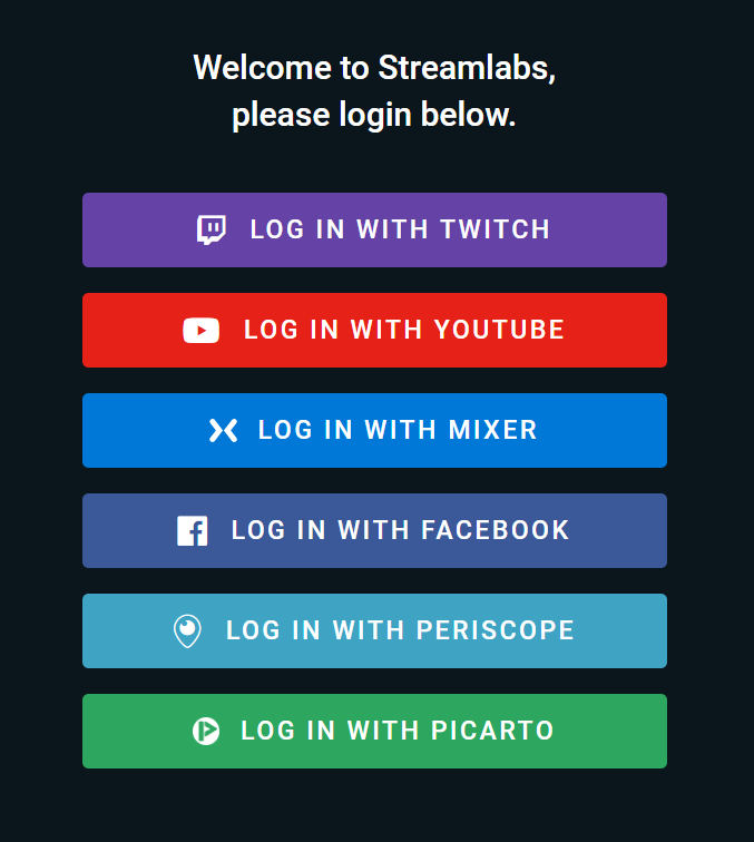 Streamlabs Login Panel