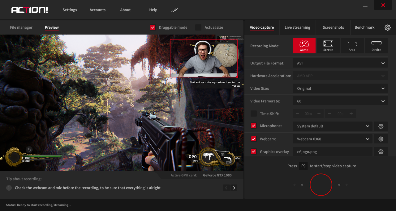 preview screen Action 3.0
