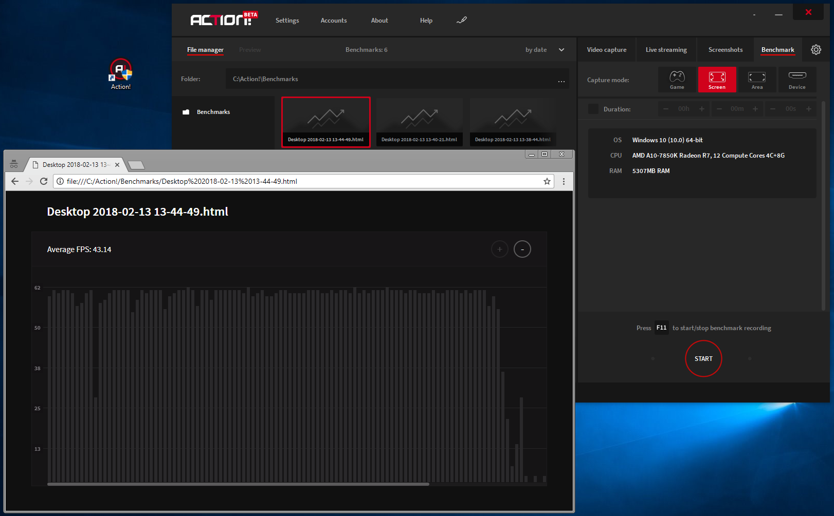 Action! screen recorder benchmark