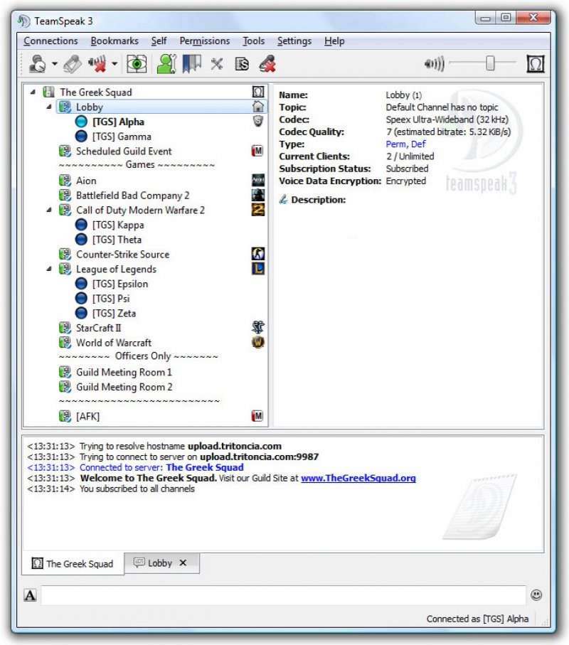 teamspeak 3 main screen