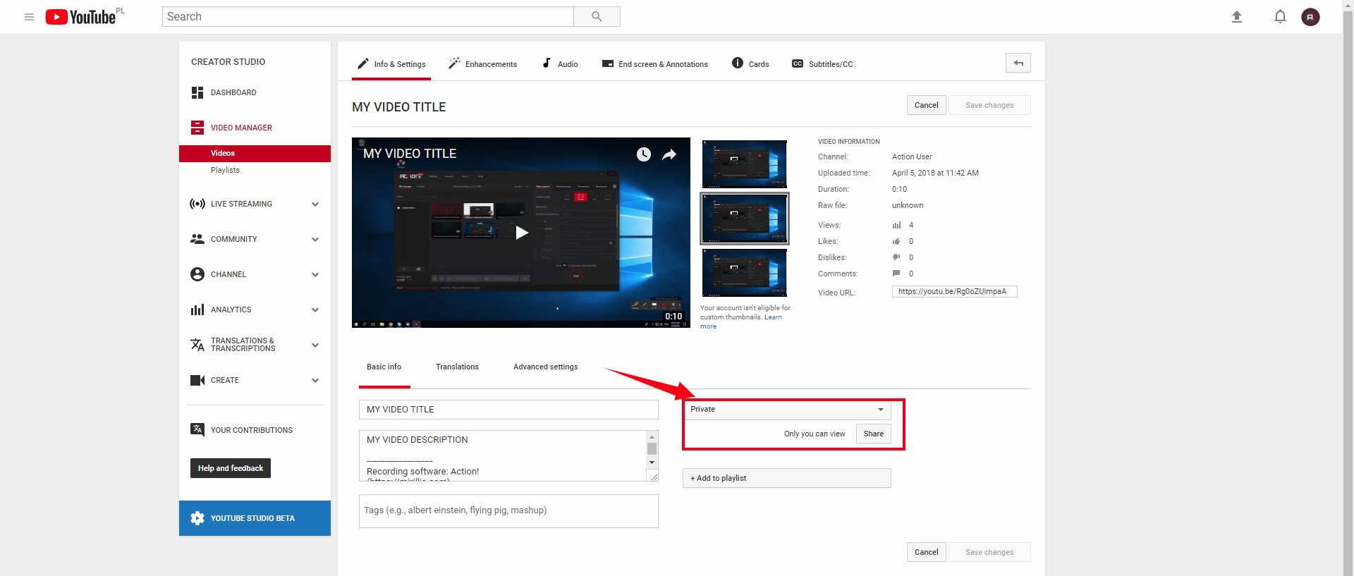 YouTube's user panel