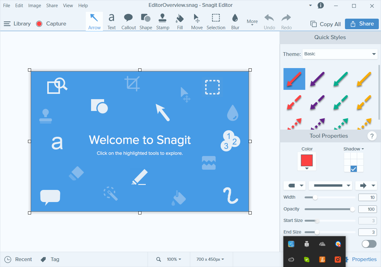 Program do nagrywania ekranu i edycji obrazów Snagit - interfejs użytkownika