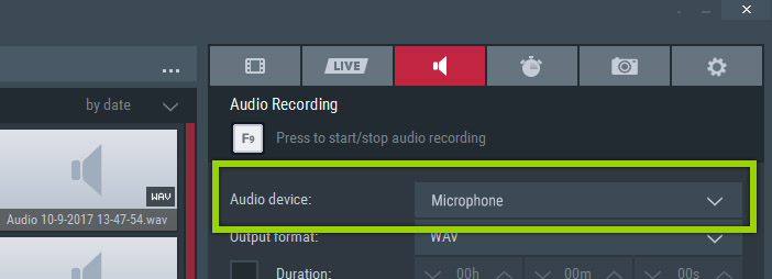 Select your microphone device