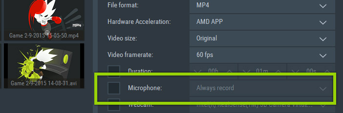 Mirillis Action! - Microphone recording disabled