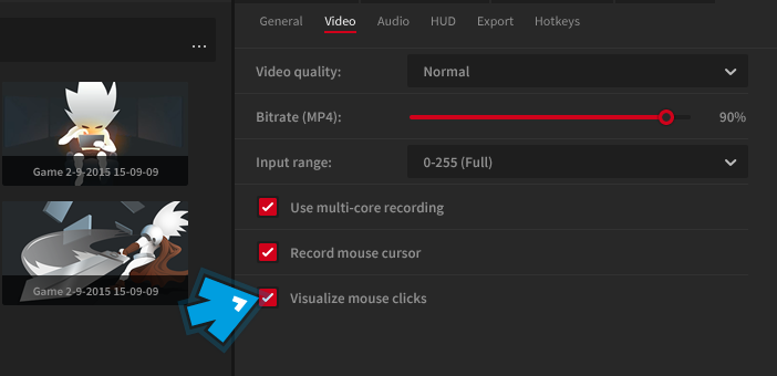 Mirillis Action! - Mouse click visualizations recording settings