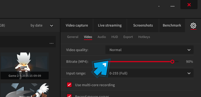 Mirillis Action! - Video bitrate settings