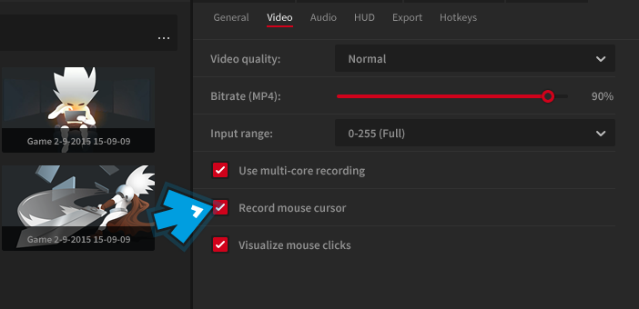 Mirillis Action! - Mouse cursor recording settings