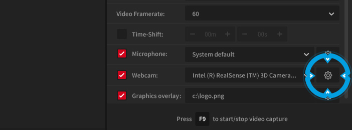 Mirillis Action! - Webcam settings